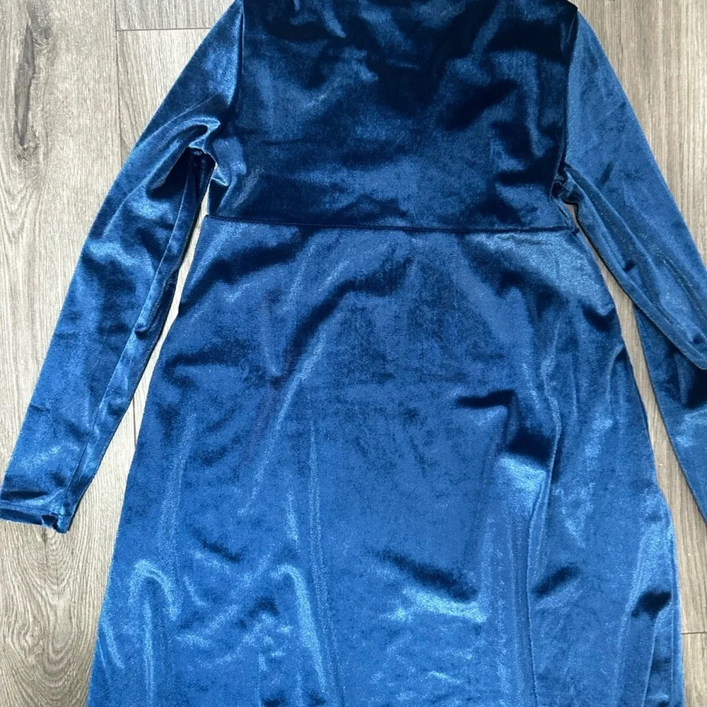 Old Navy Navy Blue Velvet Long-Sleeve Dress for Girls